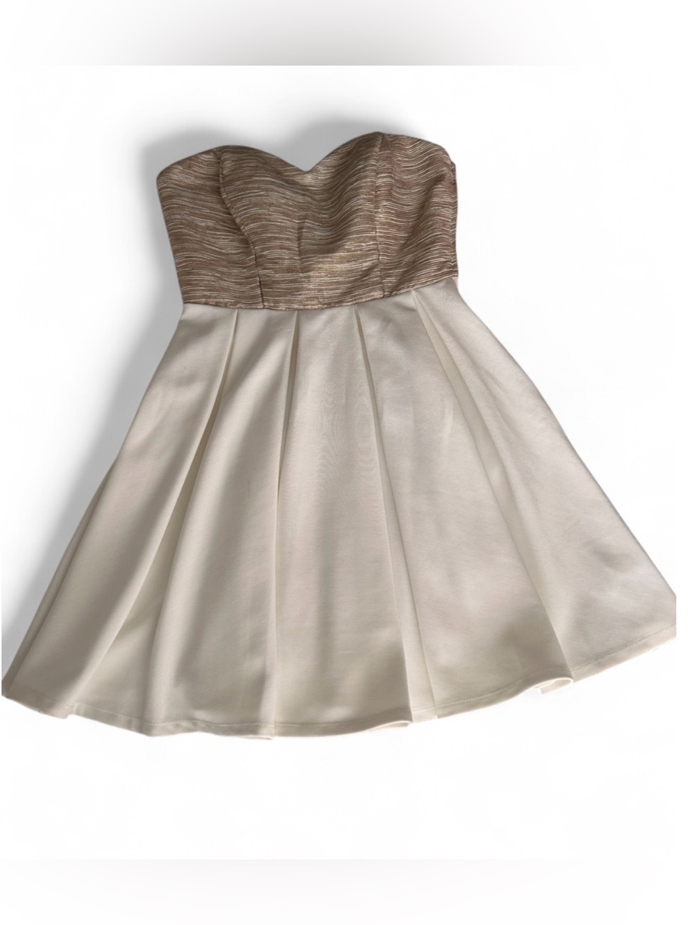 Strapless Sweetheart Two-Tone Dress in Champagne & Ivory